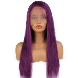 20 inch purple straight lace front wig